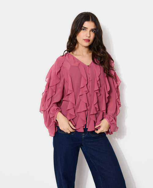 Blouse en voile avec volants et boutons - PIMKIE - 7