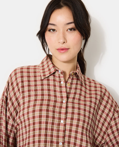 Chemise oversize en tissu gaufré motif carreaux - PIMKIE - 2