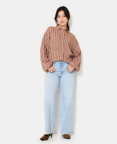 Chemise oversize en tissu gaufré motif carreaux - PIMKIE - 3