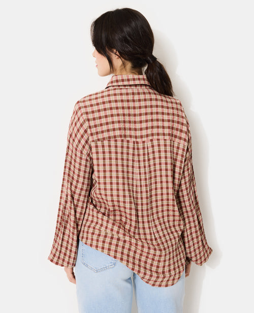 Chemise oversize en tissu gaufré motif carreaux - PIMKIE - 6