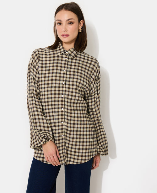 Chemise oversize en tissu gaufré motif carreaux - PIMKIE - 1