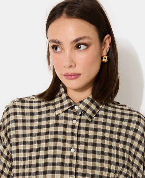 Chemise oversize en tissu gaufré motif carreaux - PIMKIE - 2