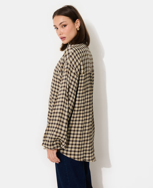 Chemise oversize en tissu gaufré motif carreaux - PIMKIE - 3