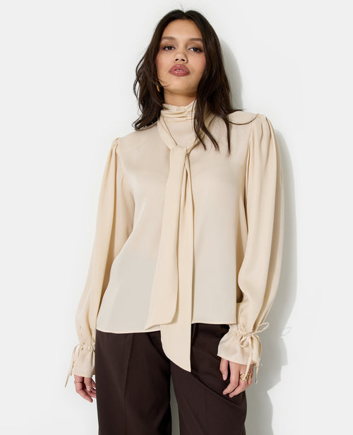 Blouse en satin avec col lavalière - PIMKIE - 1