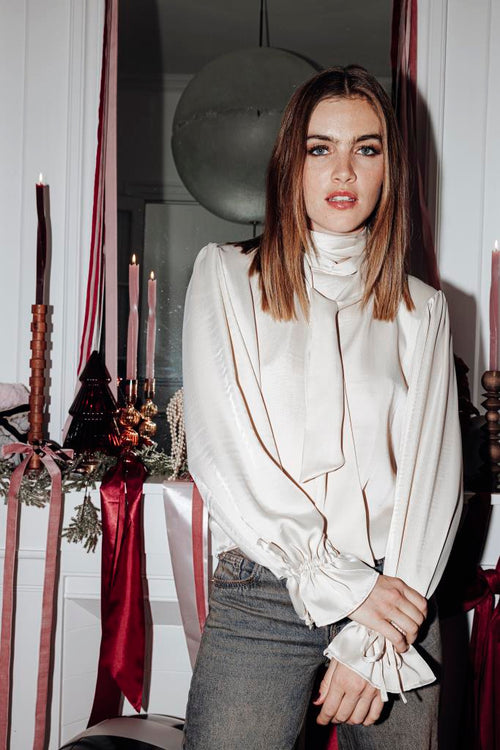 Blouse en satin avec col lavalière - PIMKIE - 1