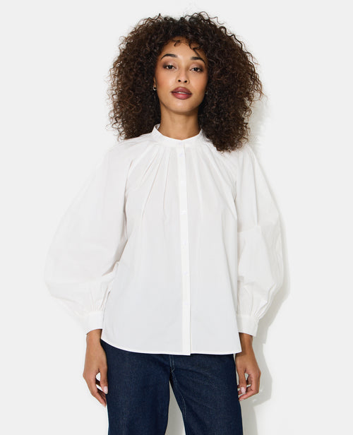 Blouse en popeline avec pinces et manches ballons - PIMKIE - 1