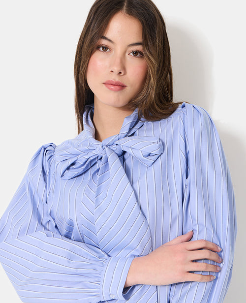 Chemise rayée col lavalière avec manches ballons - PIMKIE - 2