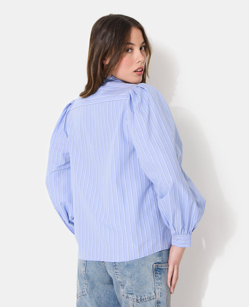 Chemise rayée col lavalière avec manches ballons - PIMKIE - 6