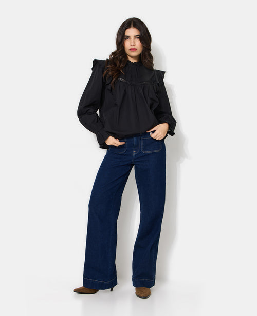 Blouse en popeline avec dentelle et volants - PIMKIE - 3