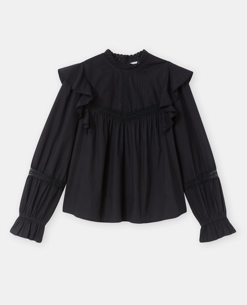 Blouse en popeline avec dentelle et volants - PIMKIE - 4