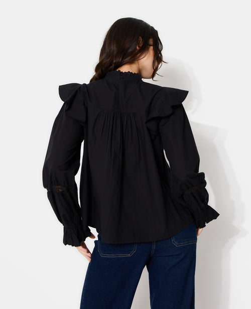 Blouse en popeline avec dentelle et volants - PIMKIE - 6