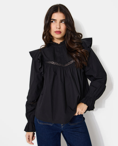 Blouse en popeline avec dentelle et volants - PIMKIE - 7