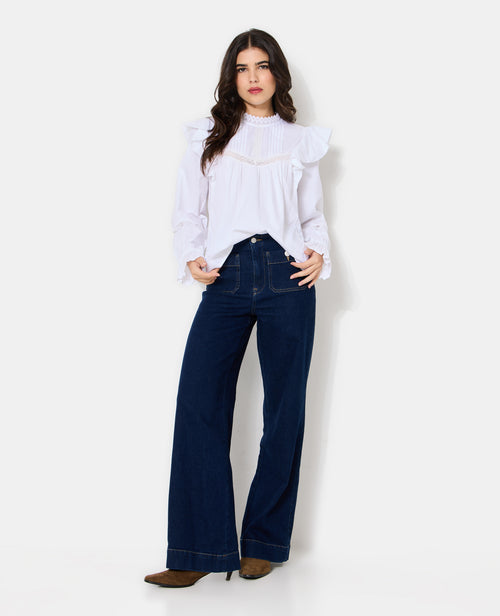 Blouse en popeline avec dentelle et volants - PIMKIE - 3