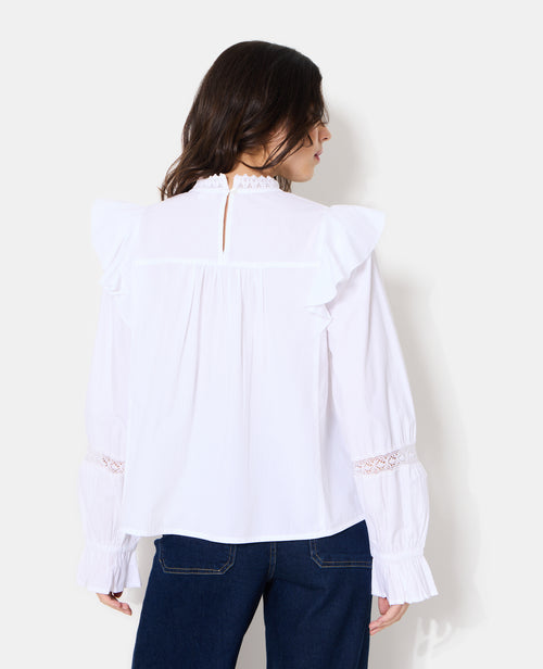Blouse en popeline avec dentelle et volants - PIMKIE - 6