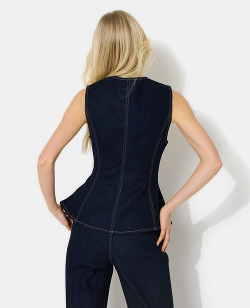 Top en jean stretch avec bretelles et boutons fantaisie - PIMKIE - 6