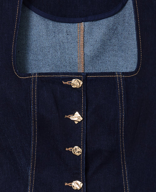 Top en jean stretch avec bretelles et boutons fantaisie - PIMKIE - 8