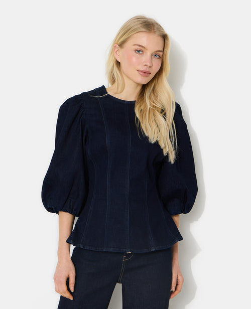 Top en jean stretch avec manches ballons - PIMKIE - 2