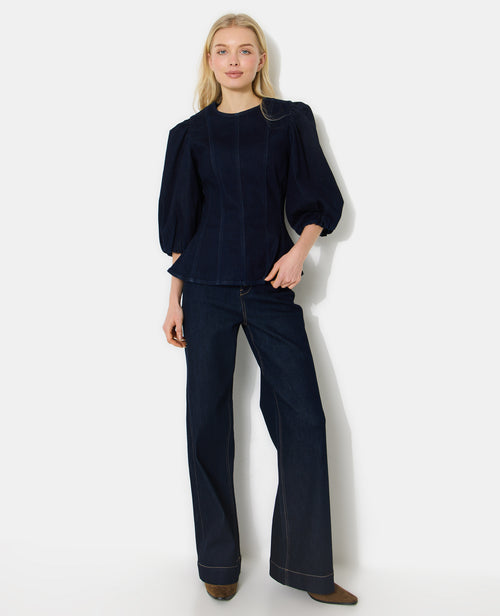 Top en jean stretch avec manches ballons - PIMKIE - 3