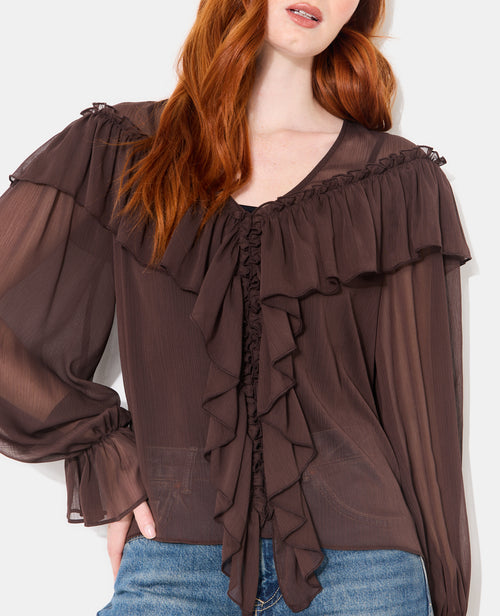 Blouse en voile avec manches ballons et volants - PIMKIE - 2