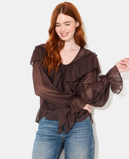 Blouse en voile avec manches ballons et volants - PIMKIE - 5