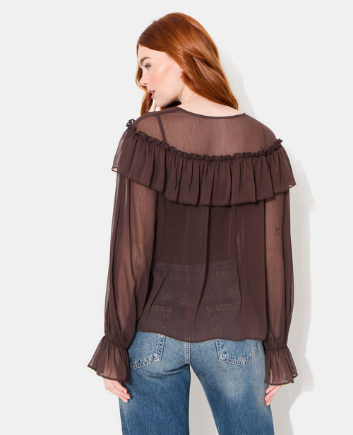 Blouse en voile avec manches ballons et volants - PIMKIE - 6