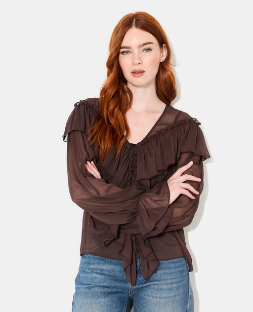 Blouse en voile avec manches ballons et volants - PIMKIE - 7