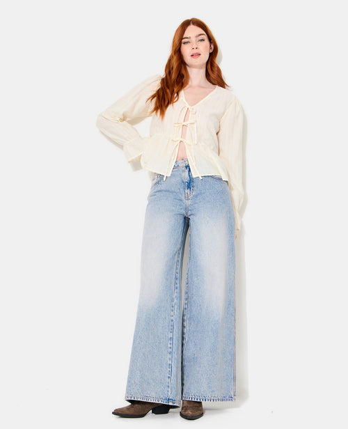 Blouse rayée avec volants et nouettes - PIMKIE - 3