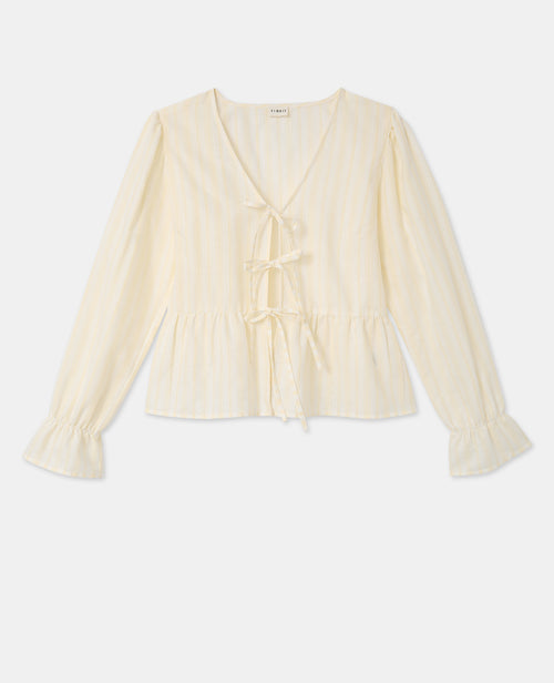 Blouse rayée avec volants et nouettes - PIMKIE - 4