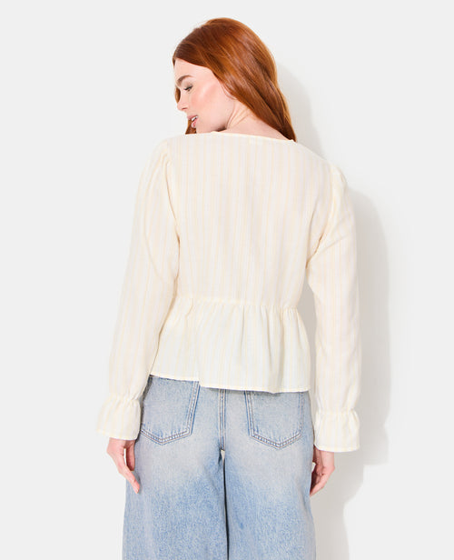 Blouse rayée avec volants et nouettes - PIMKIE - 6