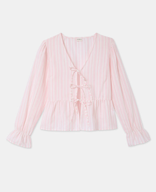 Blouse rayée avec volants et nouettes - PIMKIE - 4