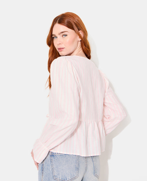 Blouse rayée avec volants et nouettes - PIMKIE - 6