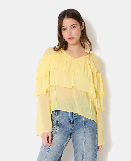 Blouse en voile avec volants et manches flare - PIMKIE - 1