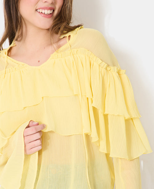 Blouse en voile avec volants et manches flare - PIMKIE - 2