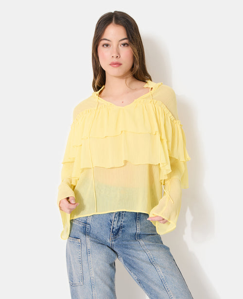 Blouse en voile avec volants et manches flare - PIMKIE - 5