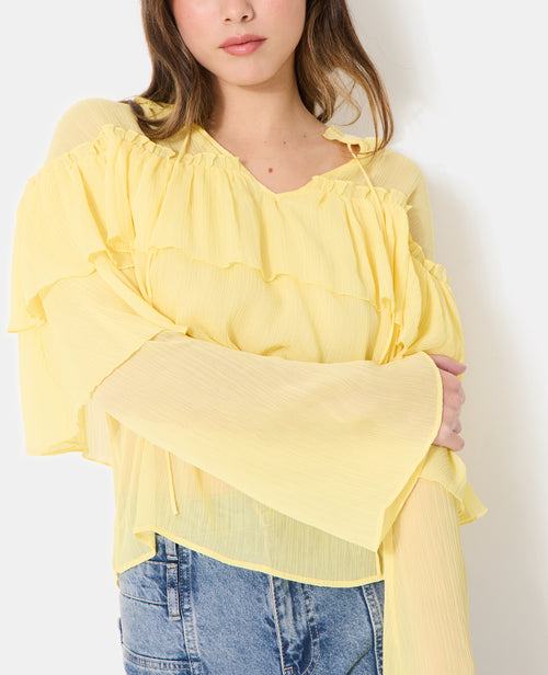 Blouse en voile avec volants et manches flare - PIMKIE - 7