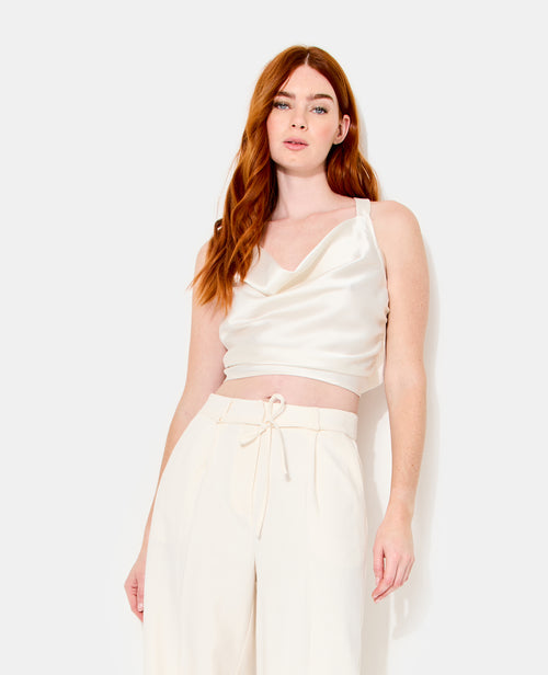 Top en satin col bénitier bretelles croisées dos - PIMKIE - 5