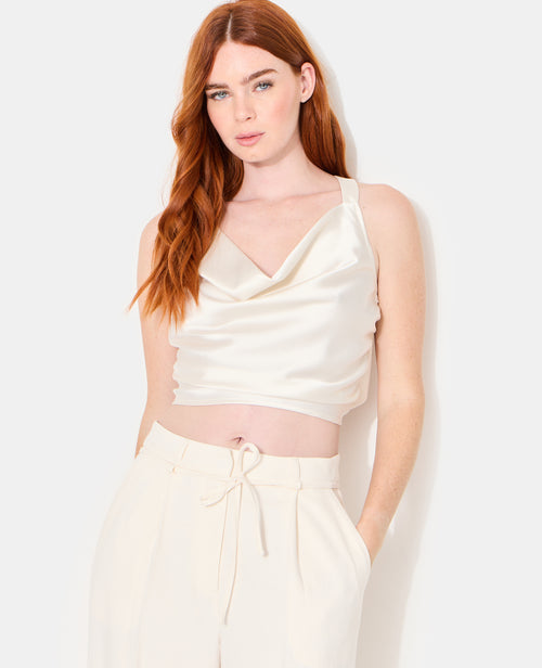 Top en satin col bénitier bretelles croisées dos - PIMKIE - 6