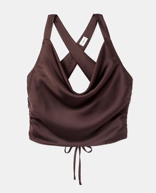 Top en satin col bénitier bretelles croisées dos - PIMKIE - 4