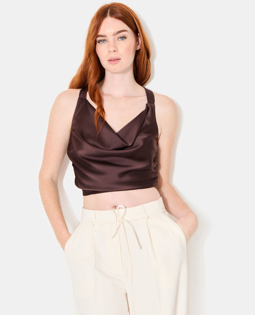 Top en satin col bénitier bretelles croisées dos - PIMKIE - 6