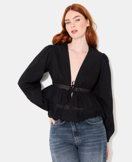 Blouse avec dentelle et nouettes - PIMKIE - 1