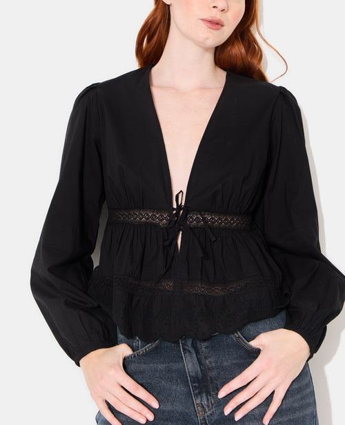 Blouse avec dentelle et nouettes - PIMKIE - 2