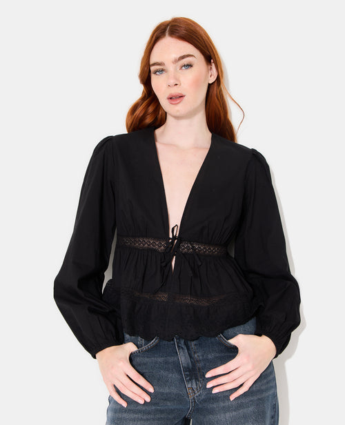 Blouse avec dentelle et nouettes - PIMKIE - 5