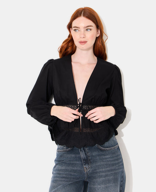 Blouse avec dentelle et nouettes - PIMKIE - 7