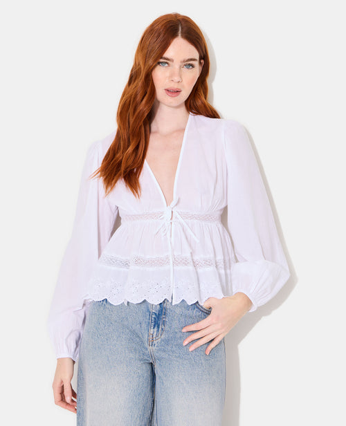 Blouse avec dentelle et nouettes - PIMKIE - 1