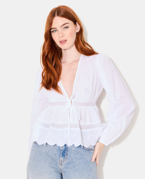 Blouse avec dentelle et nouettes - PIMKIE - 5