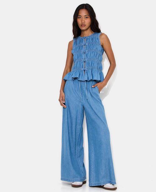 Top effet jean avec smocks et boutons brandebourg - PIMKIE - 3