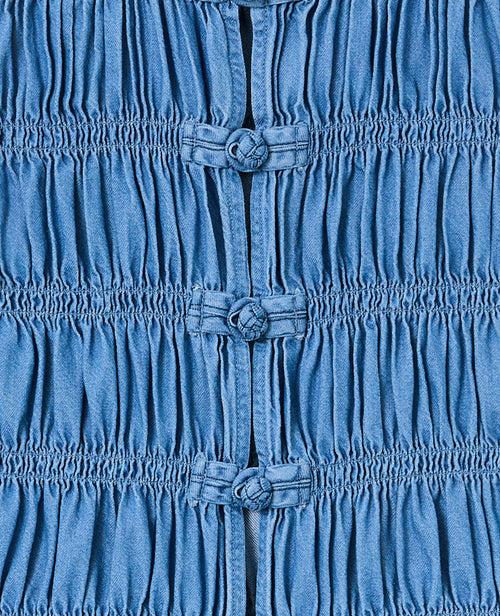 Top effet jean avec smocks et boutons brandebourg - PIMKIE - 1