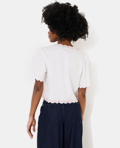 Blouse manches courtes avec fleurs points de croix - PIMKIE - 6