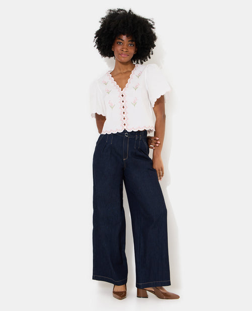 Blouse manches courtes avec fleurs points de croix - PIMKIE - 7