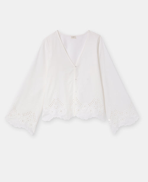 Blouse col V avec broderie anglaise ajourée - PIMKIE - 4